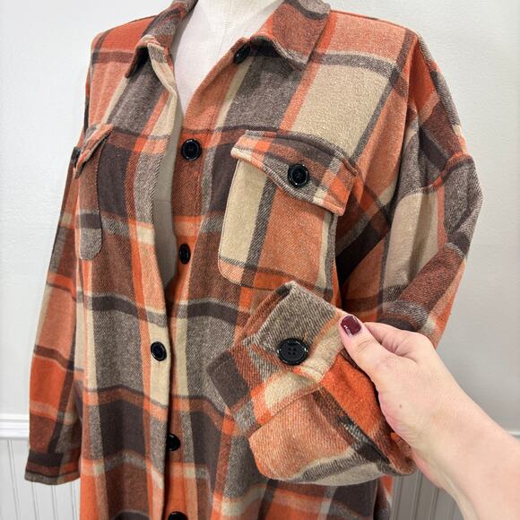 Involand Plus Size 20W Flannel Plaid Shacket Shirt Duster Fall Swiftie Evermore - Picture 12 of 13